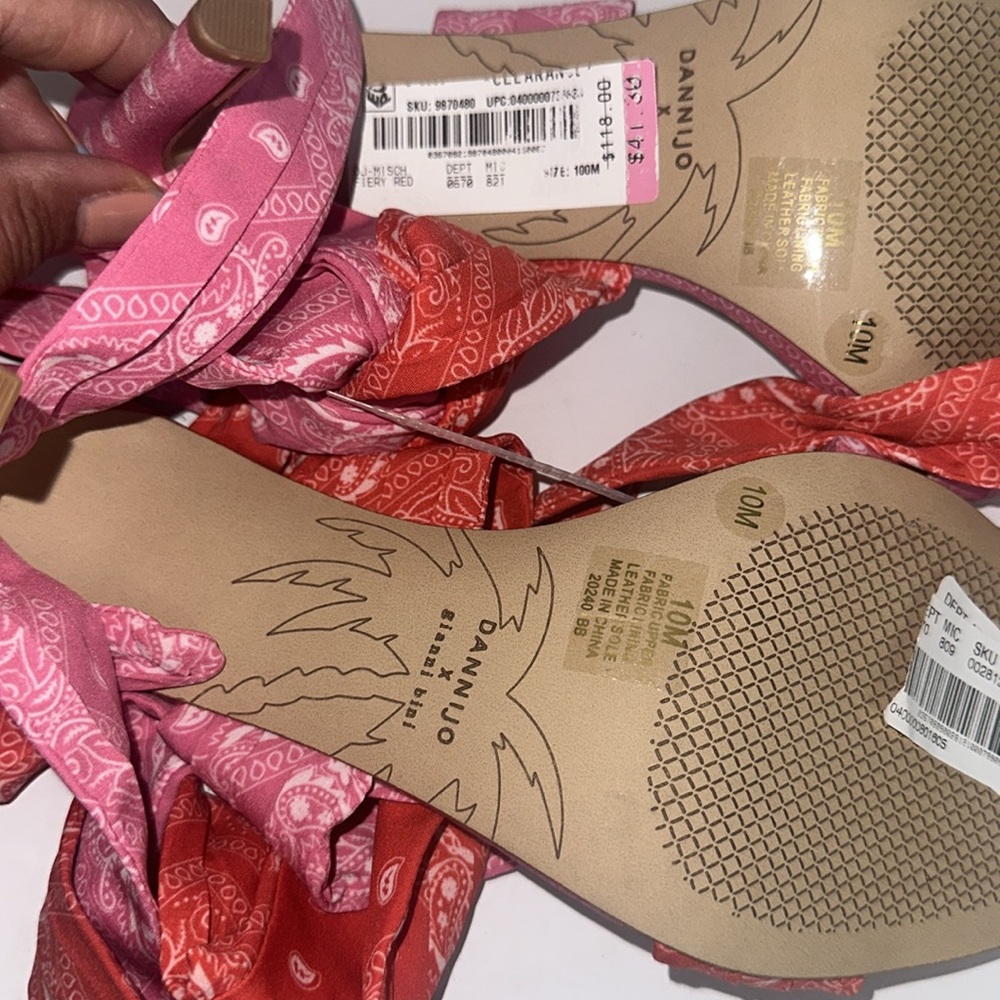 Gianni Bini x DANNIJO Misch Bandana Colorblock Print Ankle Wrap Bow Sandals - Picture 9 of 9